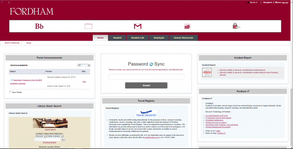 The new my.fordham.edu site. (COURTESY OF BEN MOORE)
