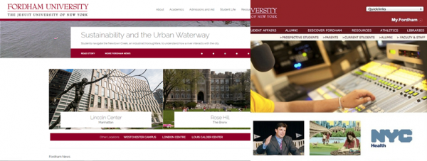 The new and old fordham.edu site side-by-side. (COURTESY OF BEN MOORE)