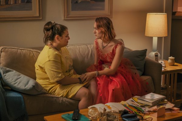 Feldstein and Ronan's real life friendship closely mimics that of Julie and Lady Bird in the film. (Photo by Merie Wallace, courtesy of A24)