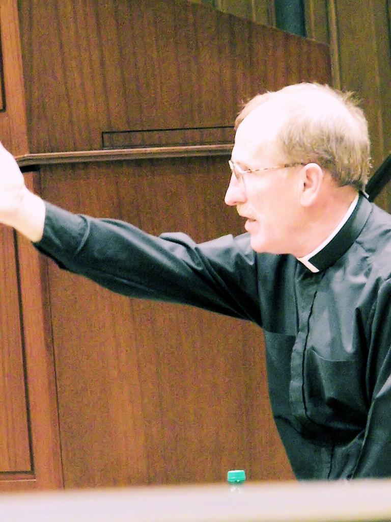 Father McShane at the President Address at Fordham College at Rose Hill on March 18, 2011. (L. Francois/Fordham Observer Archives) 