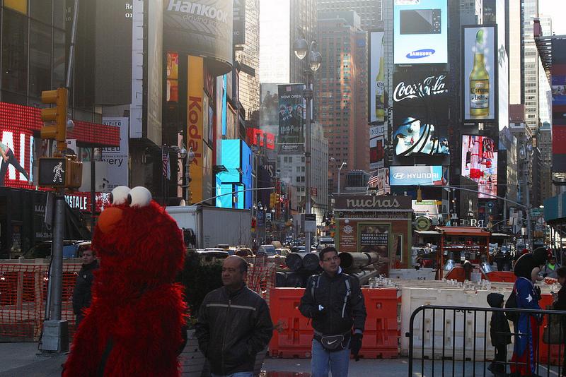 Elmo and his friends in Times Square are now the subjects of a police investigation following recent reports of harassment and assault. (Megan O'Hara/The Observer)