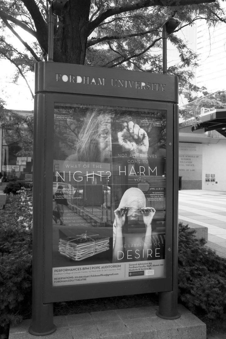 The advertisement for FCLC’s 2013-2014 theatre season. (Tavy Wu/The Observer)