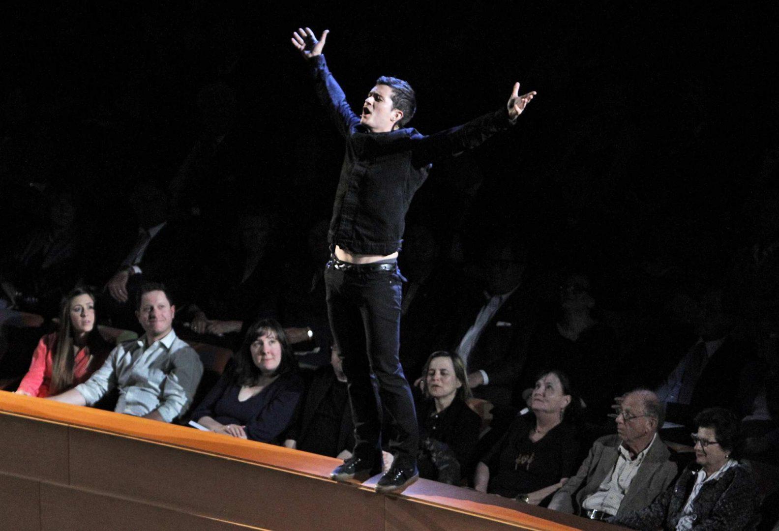 Orlando Bloom as Romeo acts a scene from "Romeo and Juliet," March 10, 2011. (Lawrence K. Ho/Los Angeles Times/MCT)
