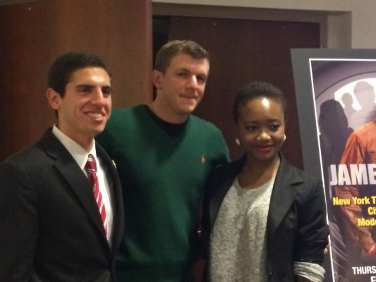 Left to Right: President of College Republicans Luke Zaro, James O'Keefe and President of ASILI Tochi Mgbenwelu. (Ian McKenna/The Observer)