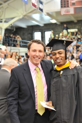 Close friend and Fordham alum Dan Devine with Kidanemariam on his graduation day.