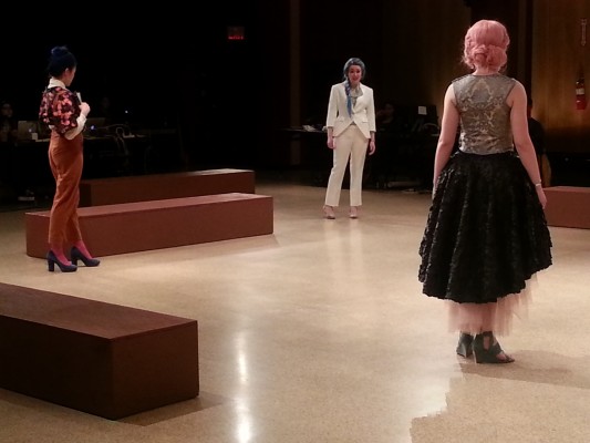 From left to right: Michele Ang as Finea, Shea Kelly as Laura, Aishling Pembroke as Florela in "The Labyrinth of Desire." (Kara Jadgeo/The Observer).