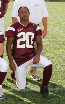 Kidanemariam on the Fordham Rams Football Team his freshmen year. (Courtesy Fordham Sports)