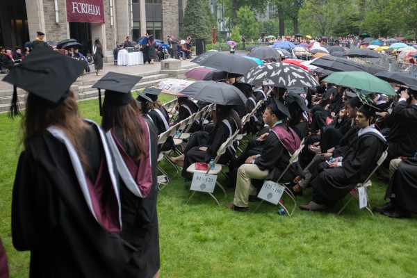 The ceremony was originally scheduled to begin at 9 a.m. but was postponed until 10:30 a.m. due to inclement weather. (PHOTO BY JASON BOIT/THE OBSERVER)