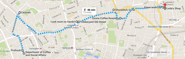 Map of Coffee Crawl (COURTESY OF SYDNEY THORNELL)