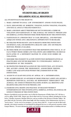 The above Student Bill of Rights should be given to students early on in the student reporting process.