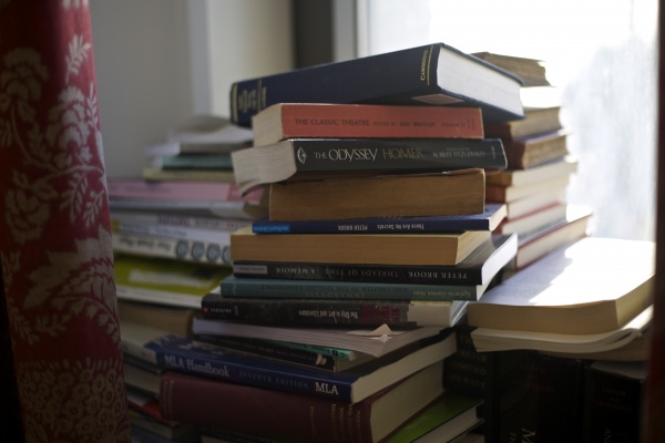 Mary Bly's books in her office. (HANA KEININGHAM/ THE OBSERVER)